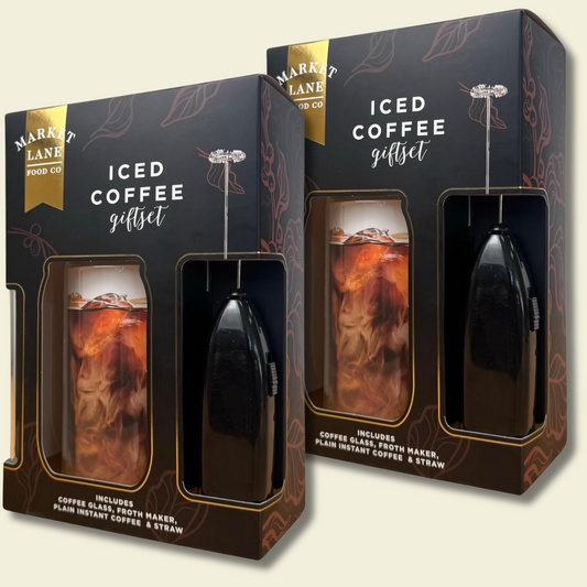 Iced Coffee Gift Set – Cup, Straw, Frother & Coffee - 2 Pack