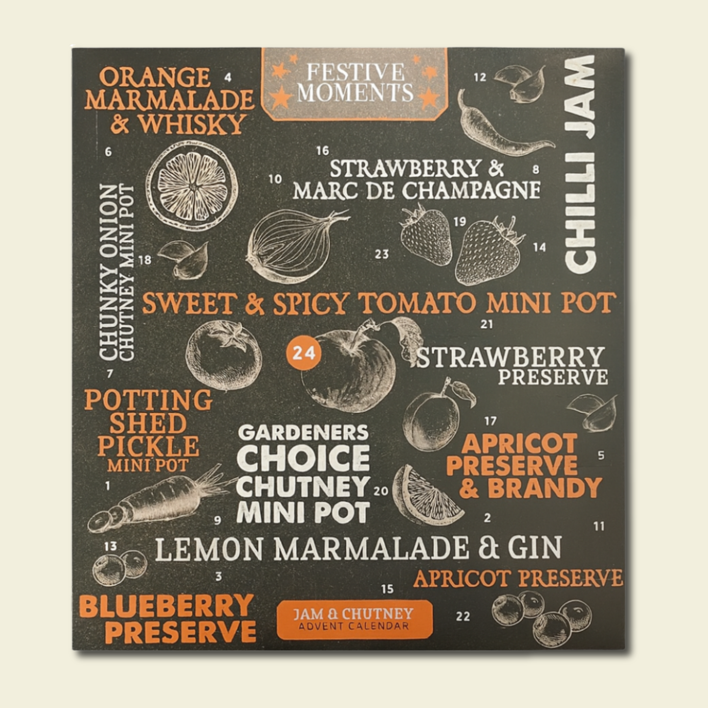Gourmet Chutney Advent Calendar - Best Moments 24 Mini Jars of Luxury Chutney, Jam & Marmalade Advent Calendar Food Gift Hamper – Unique Christmas Hamper