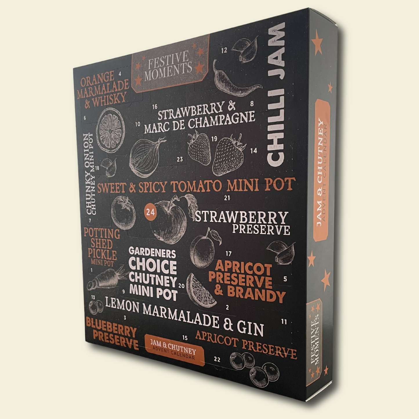 Gourmet Chutney Advent Calendar - Best Moments 24 Mini Jars of Luxury Chutney, Jam & Marmalade Advent Calendar Food Gift Hamper – Unique Christmas Hamper