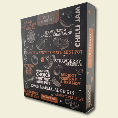 Gourmet Chutney Advent Calendar - Best Moments 24 Mini Jars of Luxury Chutney, Jam & Marmalade Advent Calendar Food Gift Hamper – Unique Christmas Hamper